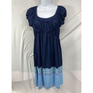 Studio M Women's Cap Sleeve Navy Blue Trim Lined Dress Size Xs